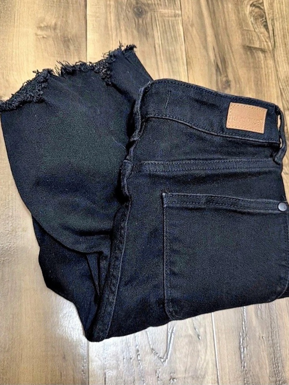 Judy Blue Skinny Fit Black Skinny Jeans Distressed Waist 7/28